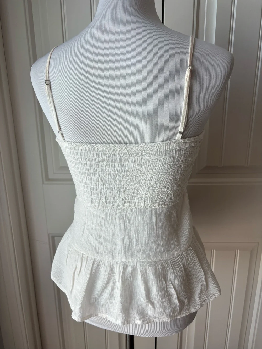 Timing Cream Smocked Ruffle Tank Top - Picture 2 of 5